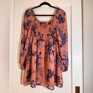 ASOS chiffon smocked top mini dress S